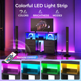 MAHANCRIS Dresser TV Stand, Entertainment Center with Power Outlets and LED Light, Media Console Table with Drawers and Open Shelves, Chest of Drawers for 50'' TV, for Living Room, Black TVHB110E01 MAHANCRIS