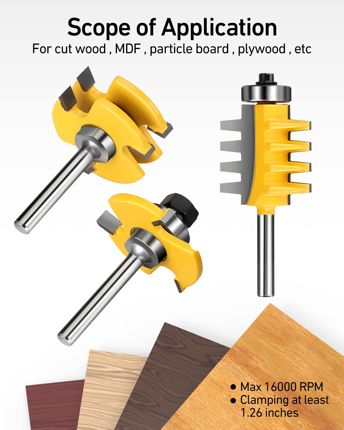 1/4-Inch Shank Tongue and Groove Router Bits Set & Reversible Finger Joint Router Bit, 3 Pack Router Bit Set, Woodworking Chisel Cutter for Density Boards, Solid Wood, MDF, Chipboard, Splints - WoodArtSupply