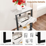 AWQM Faux Marble Table Set,Coffee Table&2 Side Table, Faux Marble Tabletop and Metal Frame,3 Piece Table Sets, for Living Room Apartment,White & Black AWQM