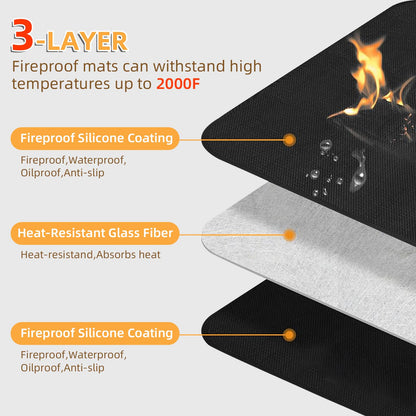 90x48 inch Outdoor Grill Mats for Outdoor Gril，Protective Mats for Decks and Patio BBQ,Fireproof Fire Pit Mat,Indoor Fireplace Mat,Oil Proof Waterproof Under Grill Floor Mats,Easy to Clean