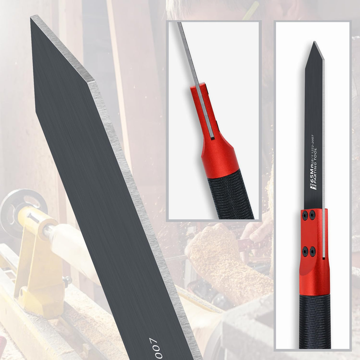 ViewReal Woodturning Parting Tool,Durable Wood Lathe Tools 65Mn Steel Blade, Aluminum Alloy Handle, Precision Wood Lathe Chisel for Carving and Cutting – Ideal for Craftsmen and Hobbyists ViewReal