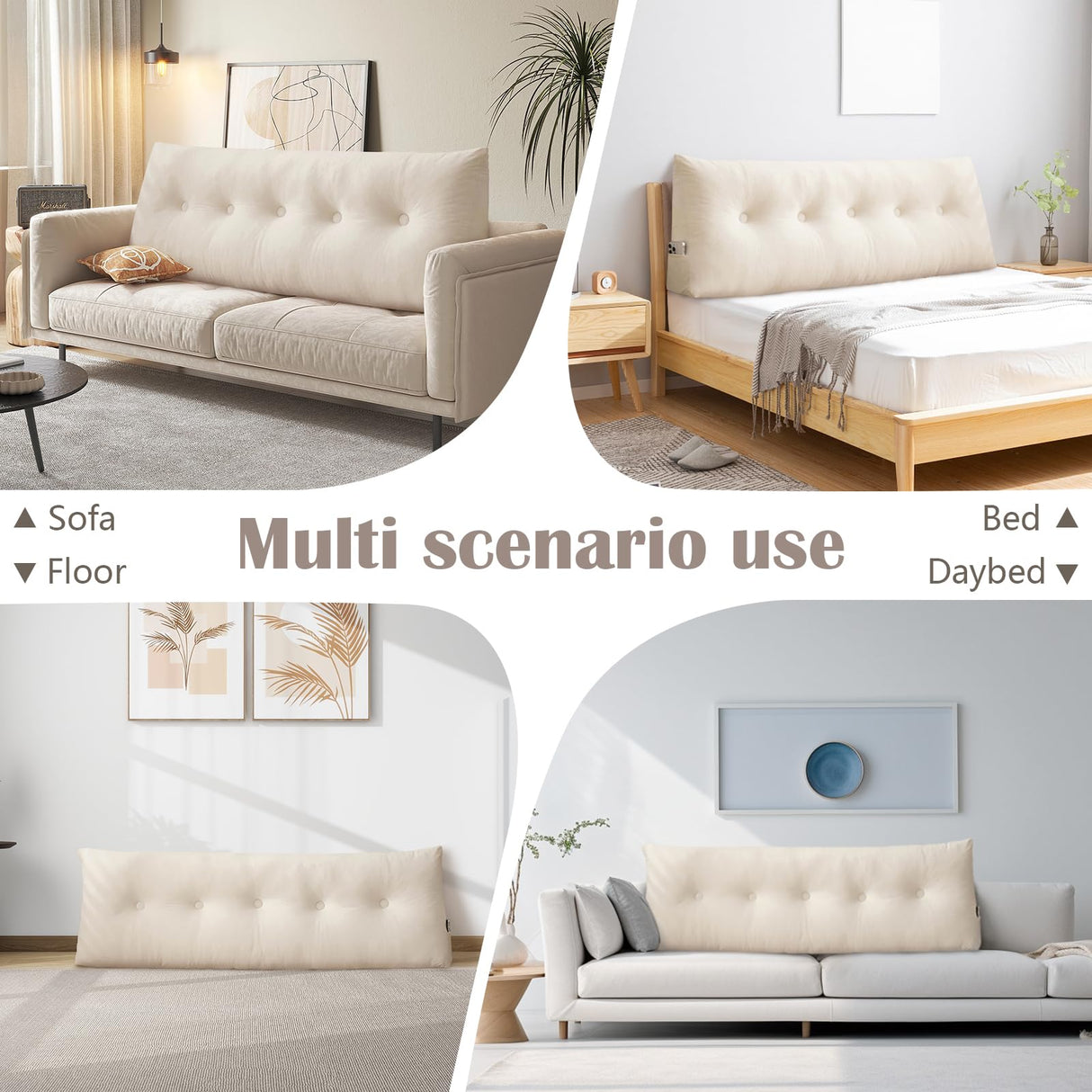 UUluhao Wedge Pillows Headboard Twin XL for Dorm Light Grey Headboard Backrest Pillows for Sitting Up in Daybed and Bunk Beds Large Bolster Lumbar Support Leg Positioning Cushion,39 * 4.7 * 15.7in UUluhao