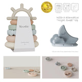 Moonkie Stacks of Circles Soft Teething Toy | Educational Learning Baby Toy | Stacking Ring Toys for Babies Boy and Girl | 7 Piece Teethers Set Moonkie