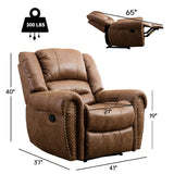 CANMOV Leather Recliner Chair, Classic and Traditional Manual Recliner Chair with Comfortable Arms and Back Single Sofa for Living Room, Nut Brown CANMOV