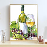 EATUKYIC 5D Adult Diamond Painting Kit White Wine Bottle and Glass Diamond Painting Full Diamond Gemstone Painting Suitable for Relieving Emotions Wine Diamond Dots Art Crafts 12x16inch EATUKYIC
