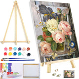 MXCFZX Flowers Paint by Numbers kit for Adults/Beginner Framed - Small Easy Acrylic Paint by Number Kits on Advanced Canvas 12x16 in, Paint Crafts for Home Decor（with Framed） MXCFZX