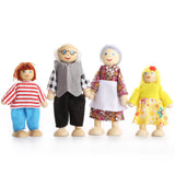 PUCKWAY Lovely Happy Family Dolls Playset Wooden Figures Set of 7 People with Dog for Kids Children Toddlers Dollhouse Pretend Gift PUCKWAY