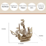 MPIUET 3D Wooden Puzzles for Adults Wooden Sailing Ship Model Kits for Adults, Wooden Watercraft Sailboat Model, 3D Jiasaw Puzzles, 3D Brain Teaser Puzzles, 6.5" × 2" × 6" MPIUET