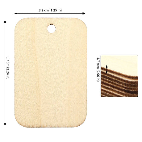 JAPCHET 200 PCS Wood Gift Tags Blank, 2.24 x 1.26 Inch Unfinished Wood Tags with Hole and 65 FT Hemp Rope, Blank Wood Tags for Hanging, DIY Craft and Home Decoration JAPCHET