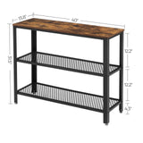 VASAGLE 40" Industrial Console Table, 3 Tier Entryway Table with Storage Shelf, Narrow Sofa Table for Living Room, Hallway, Entrance Hall, Corridor, Bedroom, Rustic Brown and Black ULNT81BX VASAGLE