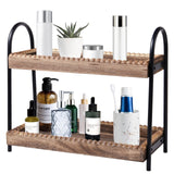 BDBDYEAY Bathroom Countertop Organizer, 2 Tier Vanity Organizer and Storage for Cosmetic Skincare Perfume, Wood Bead Storage Shelf for Bathroom Kitchen Coffee Station BDBDYEAY