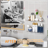 Yieach 4 Pack Acrylic Shelves for Wall Storage,No Drilling Adhesive Shelves,Clear Stick On Bathroom Wall Shelf Organizers,Plastic Floating Shelves for Perfume,Funko,Lego,Skincare,Bookshelf for Kids Yieach