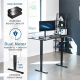 VIVO Electric 63 x 32 inch Standing Desk Workstation, Dual Motor Memory Controller Height Adjustment, 2B Series, Black Top Black Frame, DESK-KIT-2B1B VIVO