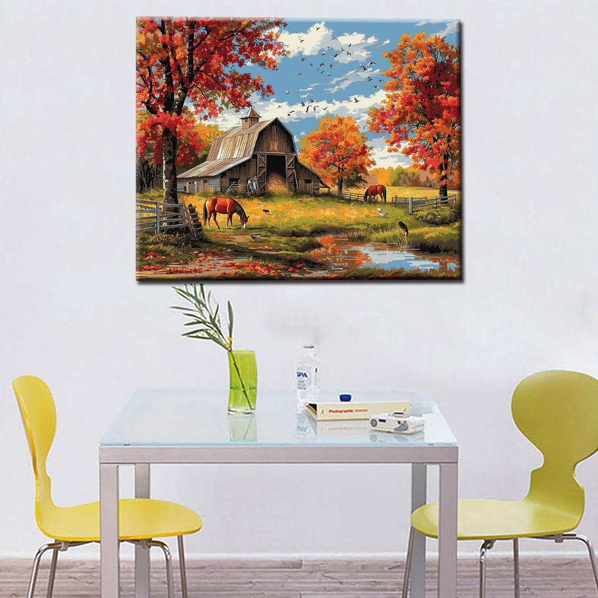 Autumn Farm Scenery Paint by Numbers Kits 16x20 inch Canvas Farm Barn Horse Landscape DIY Oil Painting for Adults Beginner with Brushes and Acrylic Pigment-Nature Fall Scenery Photo Gift(Frameless) Tucocoo