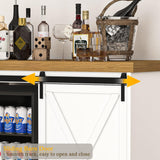 JassmiPkwy Coffee Bar Cabinet with Fridge Space, Farmhouse Wine Cabinet with Rack, Power Outlet for Kitchen Dining Room Living Room, White JassmiPkwy