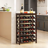 SONGMICS 42-Bottle Wine Rack Free Standing Floor, 7-Tier Display Wine Storage Shelves with Table Top, Bamboo Wobble-Free Bottle Holder for Kitchen SONGMICS