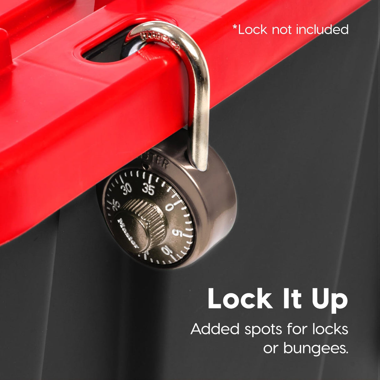 IRIS USA 27 Gallon Heavy Duty Truck Bed Toolbox Storage Tote Bins with Lids, 4 Pack - Made in USA, Tough Snap On Lockable Lid Stackable Industrial Tubs, Garage Organization Reusable Box - Red Iris Ohyama