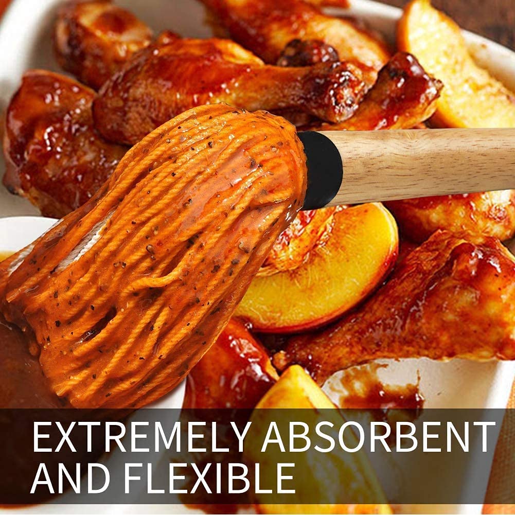 ZaanZeer 18 Inches BBQ Mop with Wooden Handle and 4 Extra Replacement Cotton Fiber Basting Mop Heads for Grilling and Smoking Steak ZaanZeer