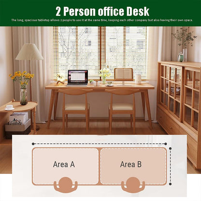 SUZEPER Mid-century Wood Long Desk Table,extra Large Two Person Office Desk,home Office Computer Desk,solid Wood Writing Desk Study Table,double Workstation Desk(120x40x75cm(47x16x30inch), Na - WoodArtSupply