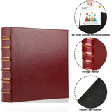 Vintage 3 Ring Binder, 2 Inch Capacity D Ring Leather Binder, Classical Collection Executive Presentation View Binder with Pocket, Professional Binder Organizer Planner (Holds 400 Sheets), Dark Red LETVPVOW