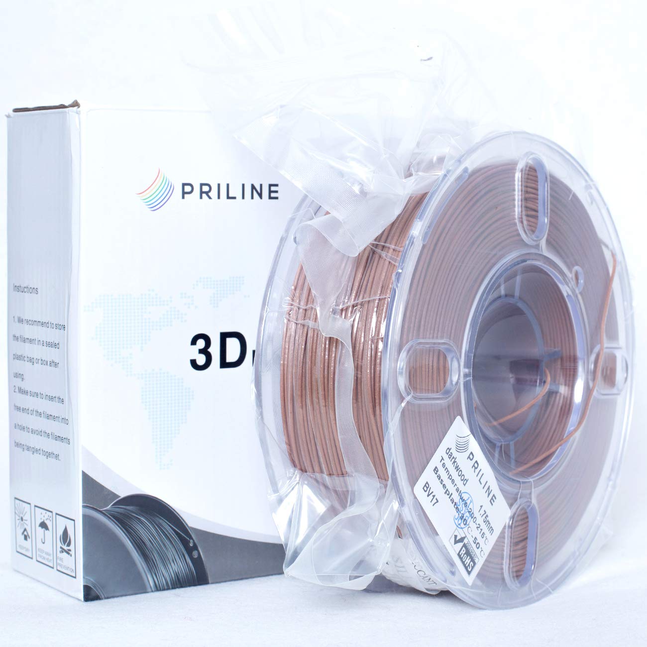 PRILINE Wood Filament 1.75 3D Printer Filament, Dimensional Accuracy +/- 0.03 mm, 1kg Spool - WoodArtSupply