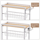 PAPAGIFTREE 4 Tier Slim Rolling Storage Cart with Pull-Out Baskets, Narrow Sliding Storage Slim Laundry Cart Slim Rolling Kitchen Cart PAPAGIFTREE