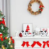 Bucherry 3 Pcs Cow Wooden Table Decor Christmas Tiered Tray Decor Farmhouse Cow Tabletop Rustic Block Centerpiece Cow Table Sign Standing for Home Kitchen Holiday Party Decor(Classic Style) Bucherry