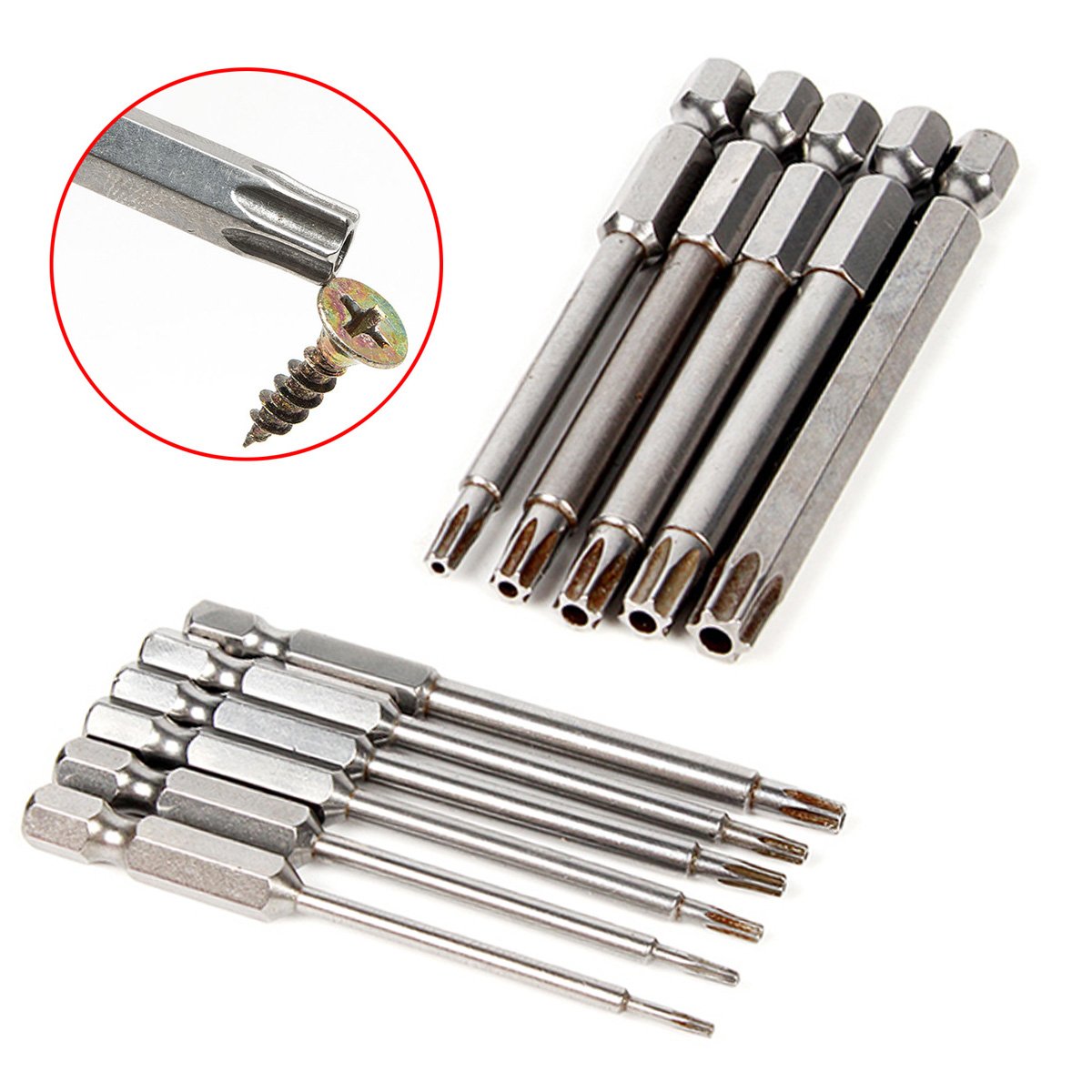 Yakamoz 11 Pcs Magnetic T6-T40 Torx Head Screw Driver Bit Set Security Tamper Proof Star 6 Point Screwdriver Drill Bits Tools with 1/4 Inch Hex Shank | 3 Inch Length YAKAMOZ