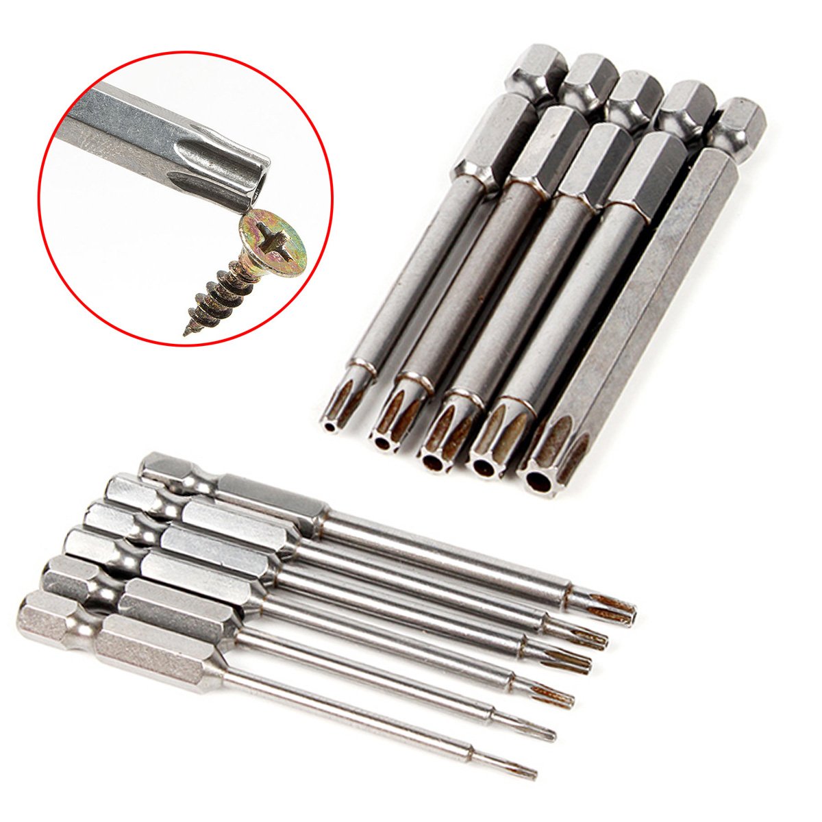 Yakamoz 11 Pcs Magnetic T6-T40 Torx Head Screw Driver Bit Set Security Tamper Proof Star 6 Point Screwdriver Drill Bits Tools with 1/4 Inch Hex Shank | 3 Inch Length