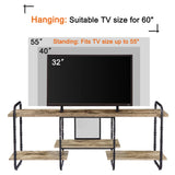VECELO TV Stands for 55 Inch,Entertainment Center/Media Console Table with Adjustable Storage Shelves for Living Room/Bedroom,Grey VECELO