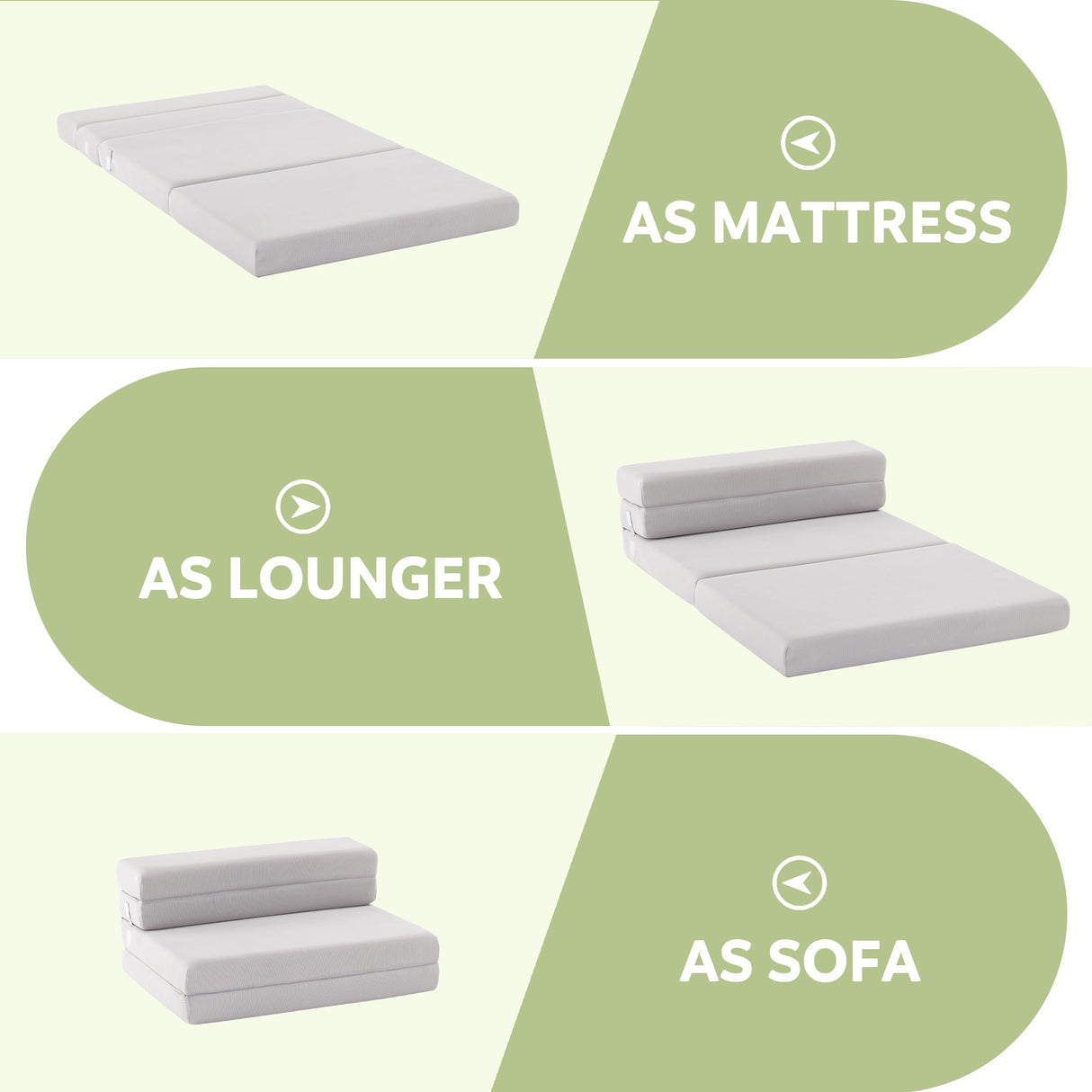 Lazyzizi Folding Sofa Bed Foldable Futon Couch Bed 4Inch Sleeper Floor Sofa for Adults, Camper, Guest, with Headrest, Breathable & Washable Cover (Single) Lazyzizi