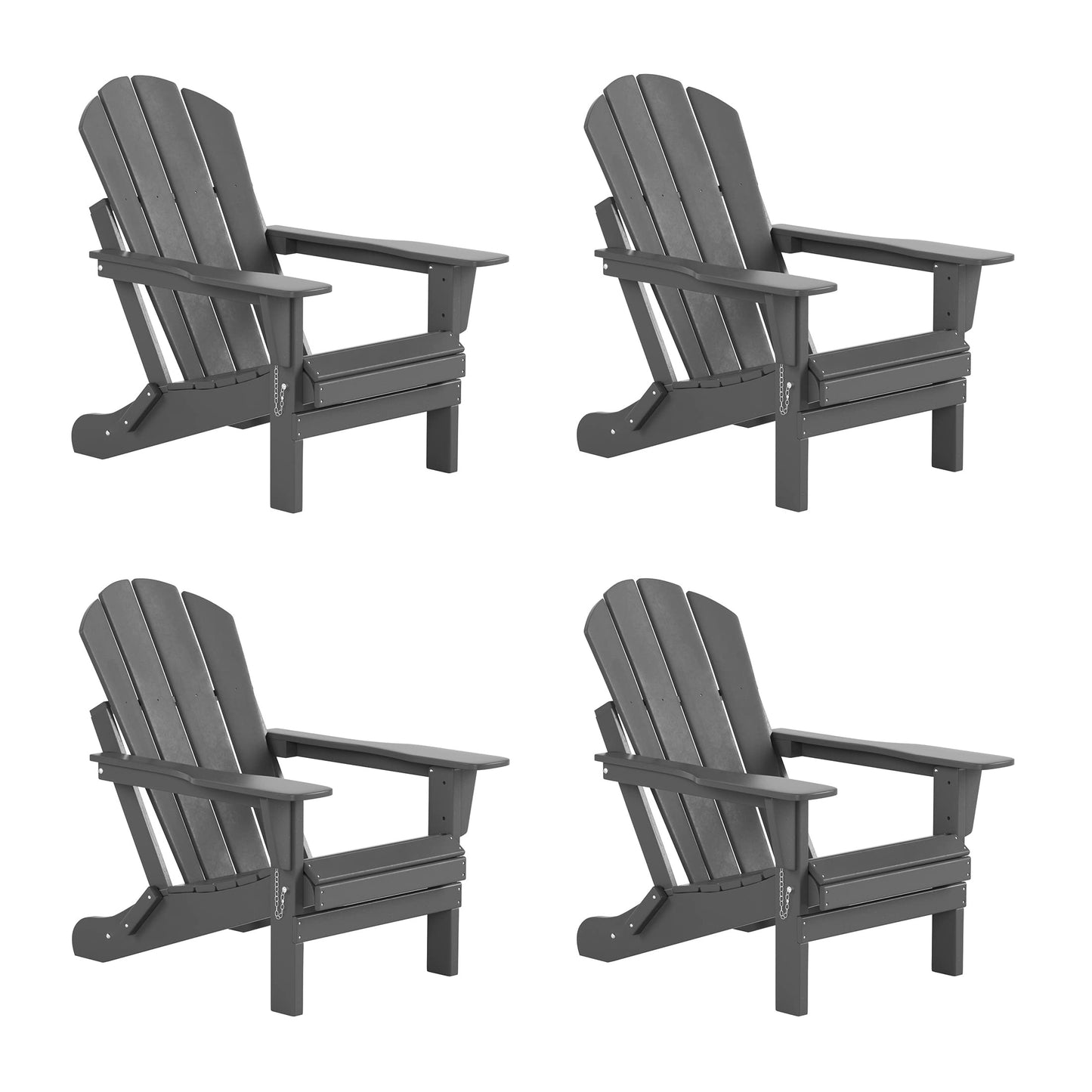 WestinTrends Outdoor Adirondack Chairs Set of 4, Plastic Fire Pit Chair, Weather Resistant Folding Patio Lawn Chair for Outside Deck Garden Backyardf Balcony, Gray