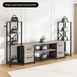 Yenlure LED TV Stand 60 Inch for Living Room with Charging Station, Entertainment Center with 2 Industrial Bookshelves, Modern Console Cabinet with Storage Drawers (Greige) Yenlure