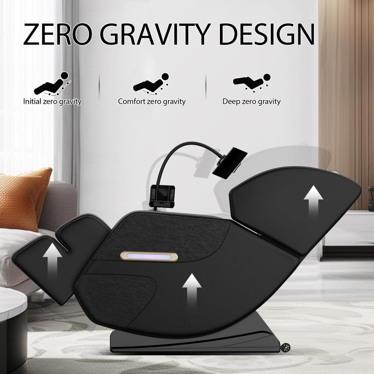 Massage Chair Full Body, Zero Gravity Massage Chair with Auto Modes, Airbag Massage, 6 Fix Point Rollers, Foot Massage, Heating, Touch Screen Controller, Home Relaxation Recliner with Massage, Black-2 Msutree