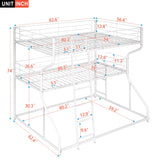 Metal Triple Bunk Beds, Full XL over Twin XL over Queen Bunk Beds for 3, Modern Style Heavy-Duty Steel Frame Bunk Bed with Safety Rail, Built-in Ladder for Bedroom, Dorm, Kids, Teens, Adults (White) Harper & Bright Designs