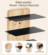 MoKo Sunglass Organizer Storage Rack, 6 Tiers Rustic Wood Sunglasses Display Rack with 3 Hooks, Wall Mounted Sunglass Storage for Entryway Living Room Bedroom, Wood + Black MoKo