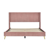Harper & Bright Designs Pink Corduroy Queen Platform Bed Frame with Headboard and Strong Wooden Slats, Non-Slip and Noise-Free, Upholstered Queen Size Bed Frame for Bedroom, No Box Spring Needed Harper & Bright Designs