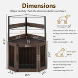 MCombo Corner Dog Crate Furniture with Glass Shelves, Wooden Dog Kennel Furniture with Door, Pet Crate Indoor Use, CN17 (Brown) MCombo
