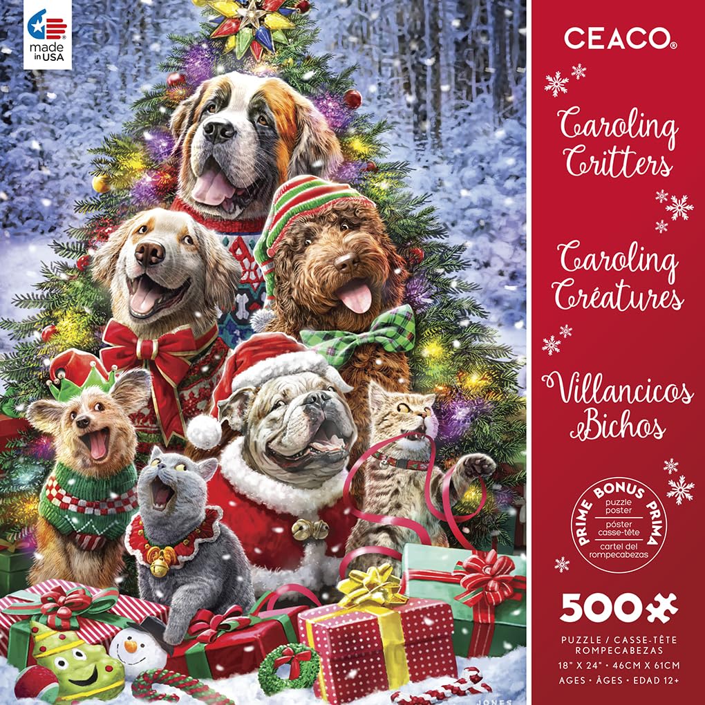 Ceaco - Larry Jones - Caroling Critters - 500 Piece Jigsaw Puzzle