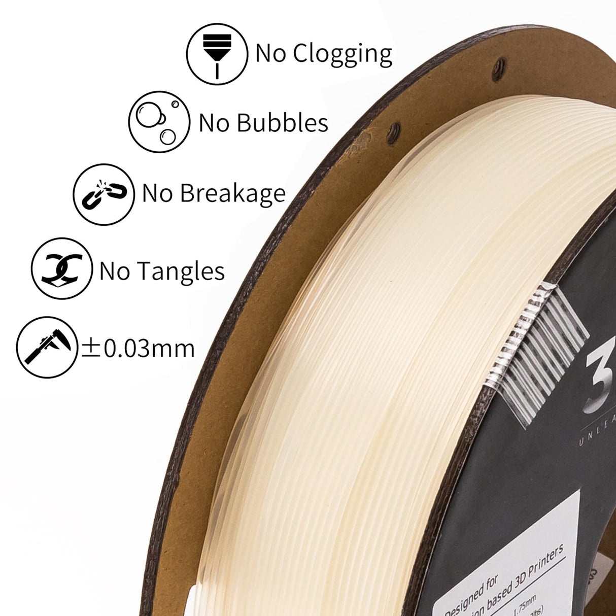 INLAND Micro Center PLA+ 3D Printing Filament 1.75mm - Natural PLA Plus 3D Printer Filament - PLA Pro Dimensional Accuracy +/- 0.03 mm - 1 kg Cardboard Spool (2.2 lbs) INLAND