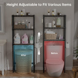 SINGAYE Over-The-Toilet Storage Rack 3-Tier Bathroom Organizer and Storage Shelf Over Toilet with Adjustable Shelf and Basket Freestanding Space Saver Bathroom Shelves Above Toilet for Room Black SINGAYE