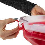 Sterilite Clear Lid Stackable Nesting Storage Christmas Holiday Wreath Box with Handle, Feet, and Latches for Up to 24 inch Wreaths, Red (4 Pack) Sterilite