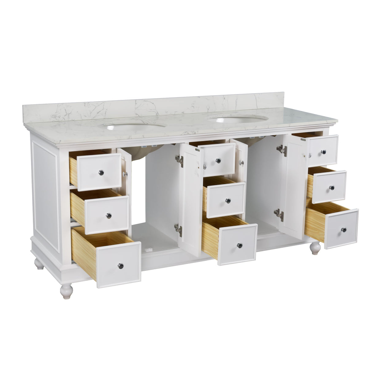 Kitchen Bath Collection Bella 72-inch Double Bathroom Vanity (Engineered Marble/White): Includes White Cabinet with Engineered Marble Countertop and White Ceramic Sinks Kitchen Bath Collection