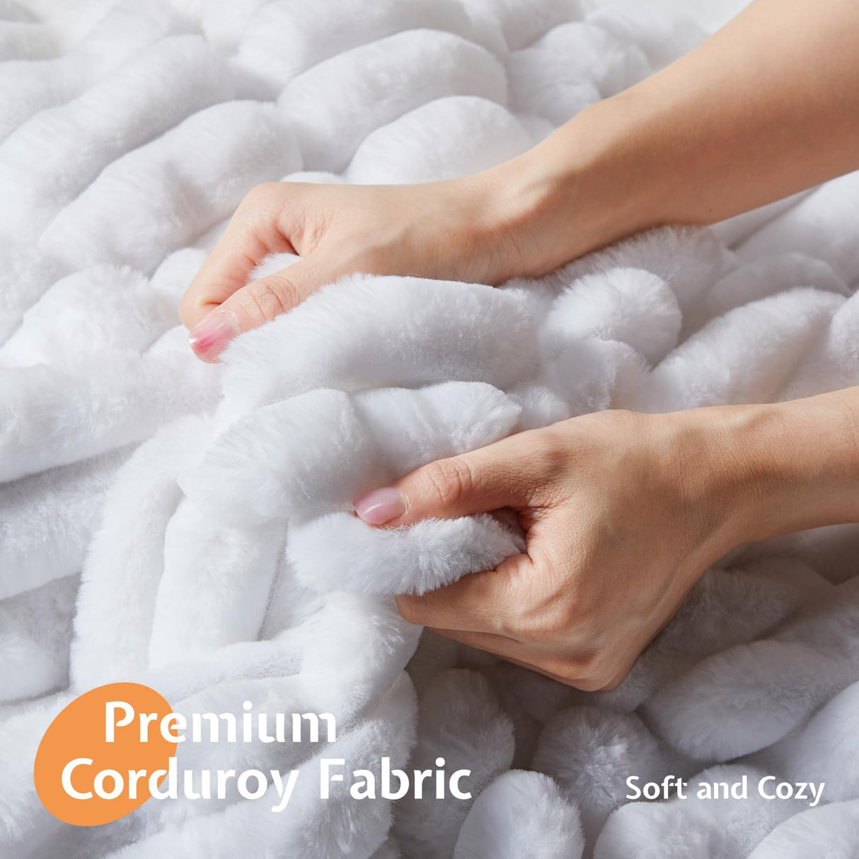 Jocisland 60" Tall King Bed Frame with LED Lights, Corduroy Upholstered Platform Bed Frame with Wingback Headboard and Charging Station/No Box Spring Needed/White Jocisland