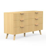 Buenhomino 6 Drawer Dresser for Bedroom, 47" Wide Modern Chest of Drawers with Fluted Design, Dresser TV Stand, Boho Storage Wood Dresser Organizer for Living Room, Hallway, Closet, Entryway Natural Buenhomino