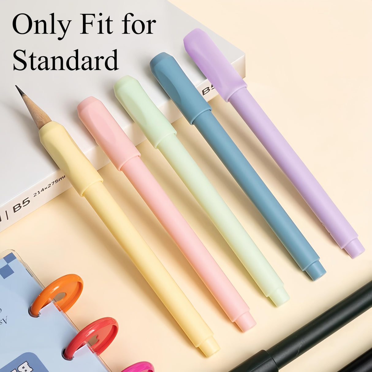 Pastel Pencil Extender Holder and Pencil Grip Set with 320 Sticky Notes, Standard Size Compatible, 7 Colors SLFreMint