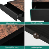 YITAHOME LED Game Coffee Table with 2 Drawers Storage, Rectangle Modern Gaming Black Coffee Tables Engineered Wood Low Coffee Tables for Living Room Decor, Farmhouse Rustic Center Table, Black YITAHOME