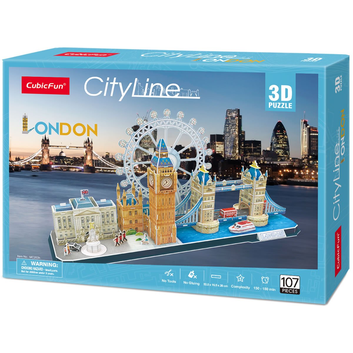 CubicFun 3D Puzzles for Adults London Cityline Puzzles for Gifts for Teenage Girls Architecture Building Gifts for Women Men, Tower Bridge, Big Ben, Buckingham Palace, The London Eye, 107 Pieces CubicFun