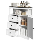 HOOBRO 28.3" Bathroom Storage Cabinet, Large Floor Cabinet, Freestanding Bathroom Storage Unit, 1 Cupboard and 3 Drawers, Adjustable Shelf, 28.3" L x 11.8" W x 37.8" H, White and Black HOOBRO