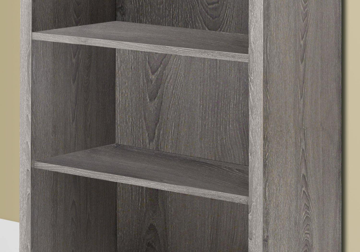 Contemporary Dark Taupe 5-Tier Bookshelf by Monarch Specialties - WoodArtSupply